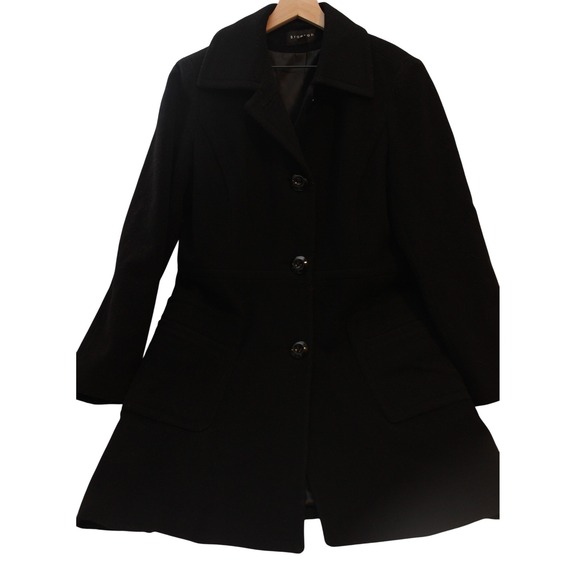 Braetan Black Wool Blend Fit and Flare Coat Womenswear Outerwear - Picture 1 of 4